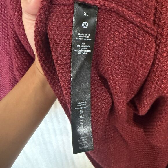 Lululemon Textured Knit Crewneck Sweater Maroon Dark Red Size XL - Picture 2 of 12
